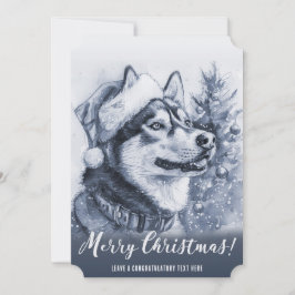 Blue Siberian Husky Feiertagskarte
