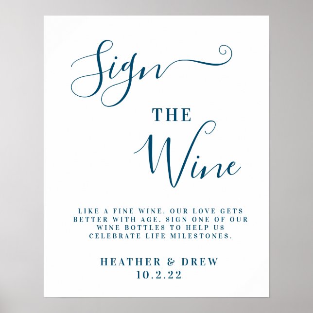 Blue Sign Wine Milestone Gästebuch Hochzeit (Vorne)
