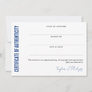 Blue Signature Script Certificate of Authenticity