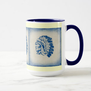 Blue Silhouette Amerikanische Ureinwohner Chefsach Tasse