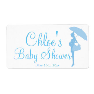 Blue Silhouette Baby Dusche Wasserflaschen Etikett