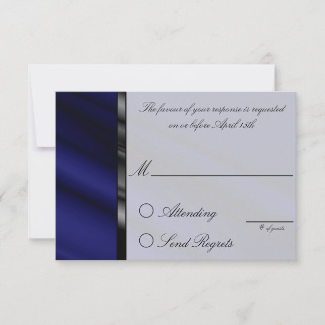Blue Silk Repcard RSVP Karte (Vorderseite)