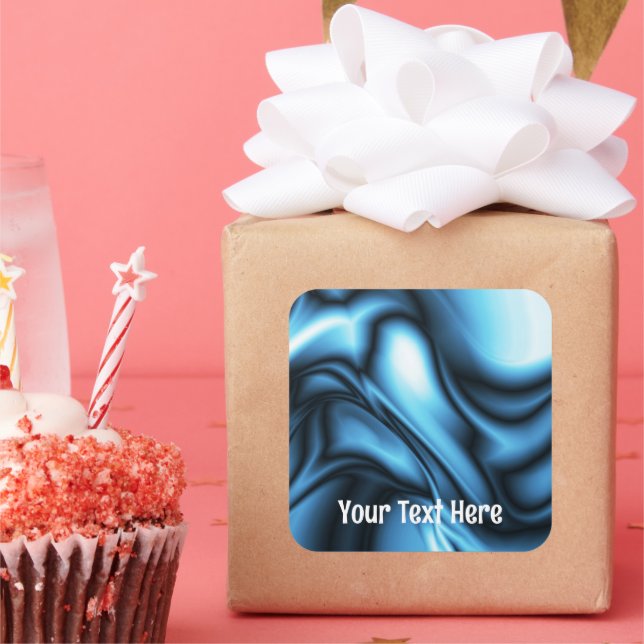 Blue Silk wave Quadratischer Aufkleber (Party)