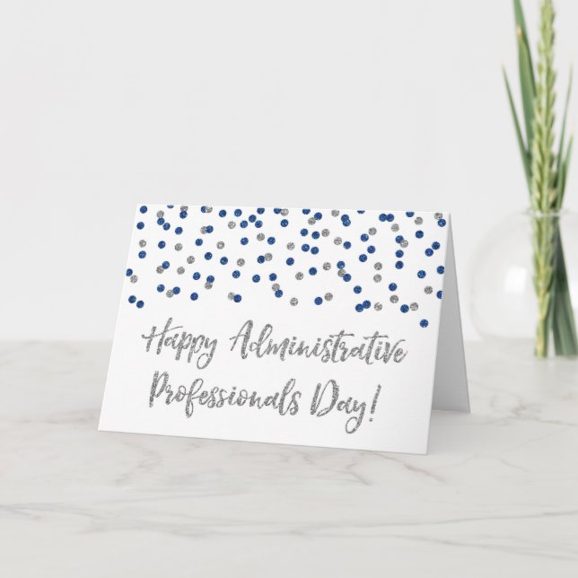 Blue Silver Administrative Professionals Day Card Karte (Vorderseite)