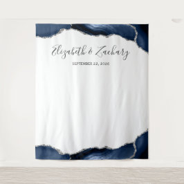 Blue Silver Agate Frame Wedding Foto Stand Wandteppich