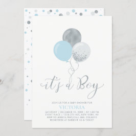 Blue & Silver Balloons | Es ist eine Baby-Dusche Einladung