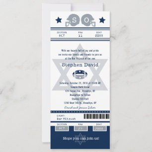 Blue Silver Bar Mitzvah Fußball Einladung