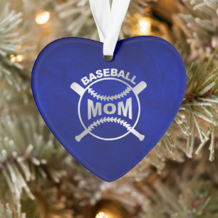 Blue Silver Baseball Mama Ornament