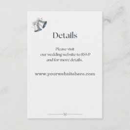 Blue Silver Bells Wedding Website Details Card Begleitkarte