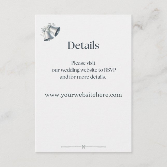 Blue Silver Bells Wedding Website Details Card Begleitkarte (Vorderseite)