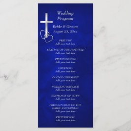 Blue Silver Christlich Cross Wedding Programm