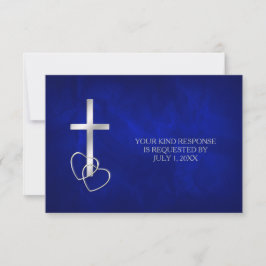 Blue Silver Christlich Cross Wedding RSVP