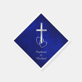 Blue Silver Christlich Cross Wedding Serviette