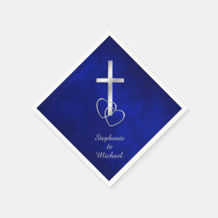 Blue Silver Christlich Cross Wedding Serviette