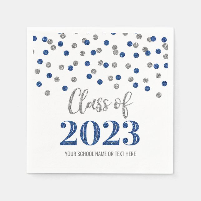 Blue Silver Confetti Class of 2023 Serviette (Vorderseite)