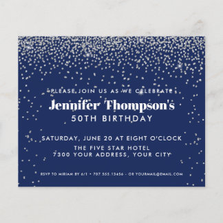 Blue Silver Confetti Glitzer 50. Geburtstag Foto