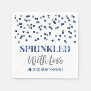 Blue Silver Confetti mit Liebe gesprinklt Serviette