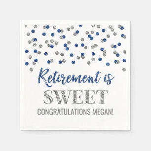 Blue Silver Confetti Retirement ist Sweet Serviette