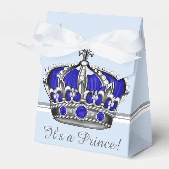 Blue Silver Crown Prince Boy Baby Dusche Geschenkschachtel (Vorderseite)