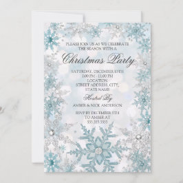 Blue Silver Crystal Snowflake Weihnachten Party 20 Einladung