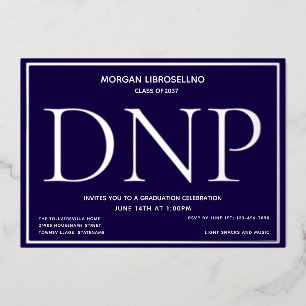 Blue Silver DNP Abschluss Folieneinladung