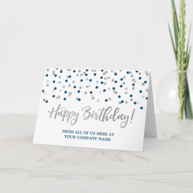 Blue Silver Dots Business von Group Birthday Karte (Vorderseite)