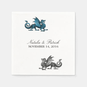 Blue Silver Dragon Hochzeitspapier Napkins Serviette