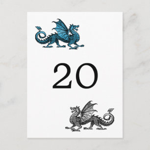 Blue Silver Dragon Tischnummer Postcard