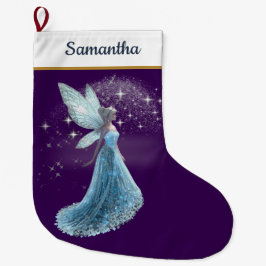 Blue & Silver Fairy Christmas Stocking – Winter St Großer Weihnachtsstrumpf