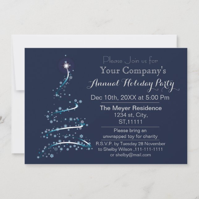 Blue Silver Festive Corporate Feier Einladung (Vorderseite)