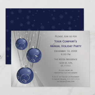 Blue Silver Festive Corporate Feier Einladung