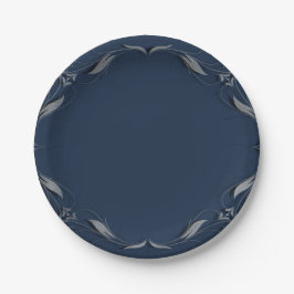 Blue & Silver Frame Elegantes Party Hochzeit im Vi Pappteller