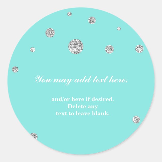 Blue & Silver Glitzer Moderne Dosenaufkleber Runder Aufkleber (Vorderseite)