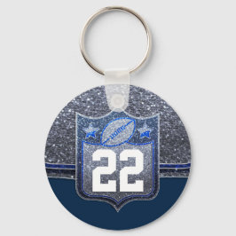 Blue & Silver Glitzer School Football Team Colors Schlüsselanhänger