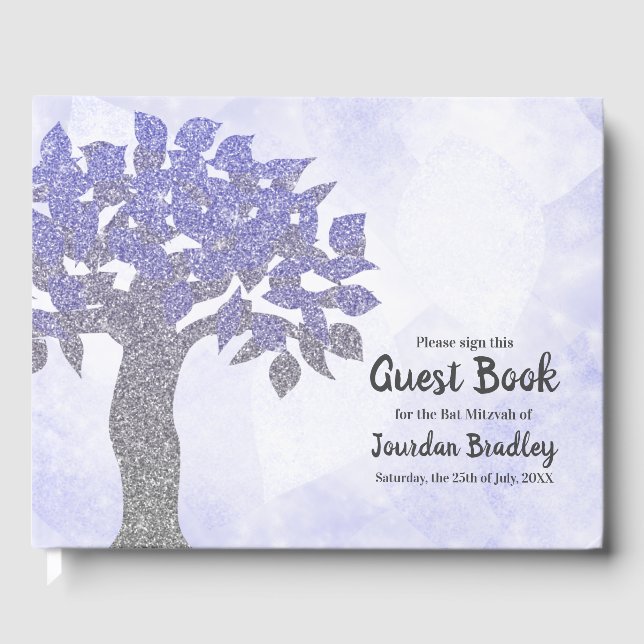 Blue & Silver Glitzer Tree Gästebuch (Vorderseite)