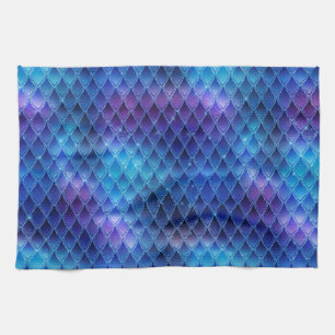 Blue & Silver Glitzern Dragon Scales Geschirrtuch