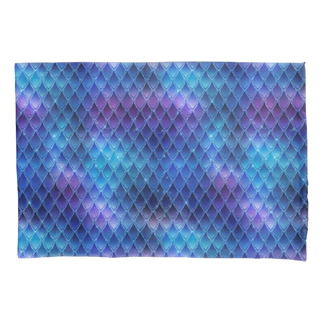 Blue & Silver Glitzern Dragon Scales Kissenbezug (Vorderseite)