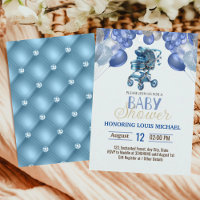 Blue Silver Gold Stroller Glitzer Boy Baby Dusche