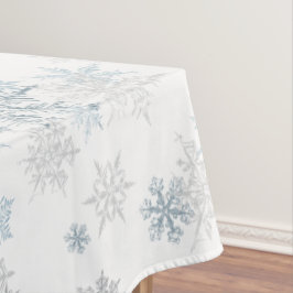 Blue Silver Gray Icy Snowflake Winter Wonderland Tischdecke