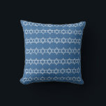 BLUE & SILVER GRAY, MENORAH & STARS Kissen<br><div class="desc">blau-grau MENORAH Kissen STAR VON DAVID TRIM STAR OF DAVID ON BACK von Designer Sandy Closs ~ Sandy Closs~</div>