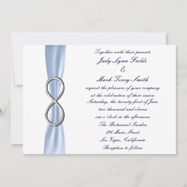 Blue Silver Infinity Wedding Einladung (Vorderseite)