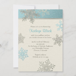 Blue Silver Ivory Snowflake Winter Brautparty Einladung