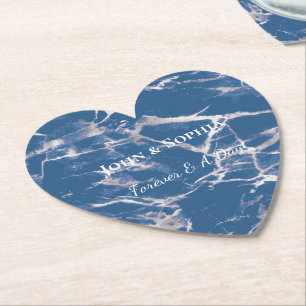 Blue Silver Marble Wedding Untersetzer