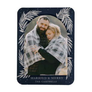 Blue Silver Merry Arch Botanisches Foto Holiday Magnet