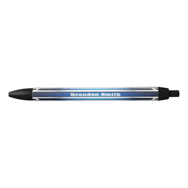 Blue Silver Metal Textured Ink Pen Kugelschreiber (Vorderseite)