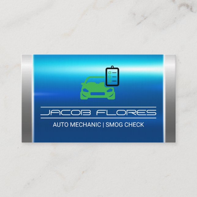 Blue Silver Metallic | Liste der Auto-Logo-Karo Visitenkarte (Vorderseite)