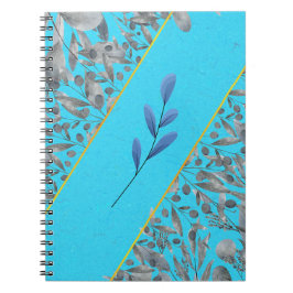 Blue Silver Minimalistisch Floral Art Notizblock