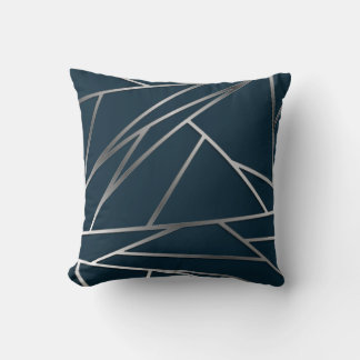 Blue Silver Modern Geometric Kissen