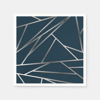 Blue Silver Modern Geometric Serviette