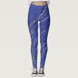 Blue & Silver Modern Glam Marble Stripe Party Menü Leggings<br><div class="desc">Blue & Silver Modern Glam Marble Stripe Party Menü</div>